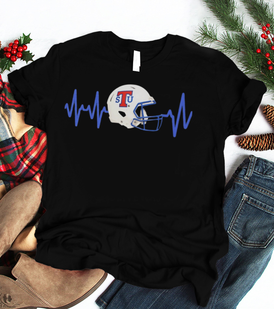 Louisiana Tech Bulldogs STU Football Helmet Heartbeat T-Shirt