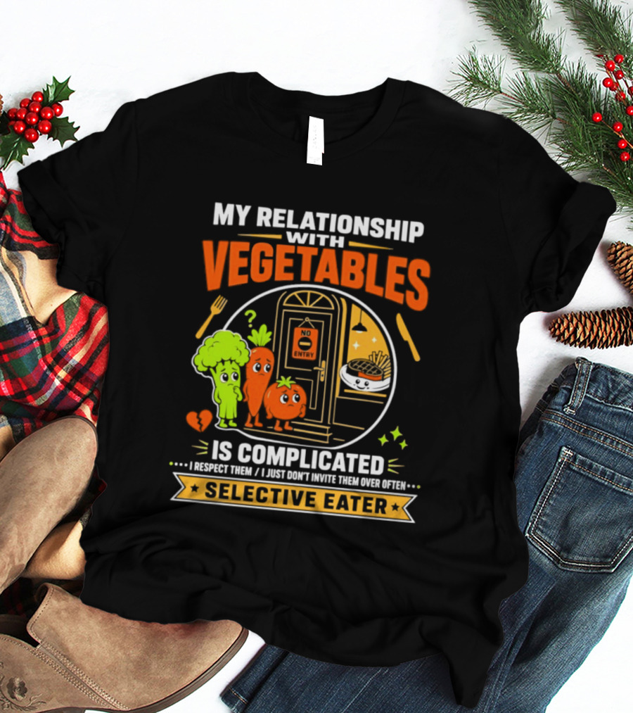 My Relationship With Vegetables Is Complicated Selective Eater Broccoli Carrot Humor T-Shirt