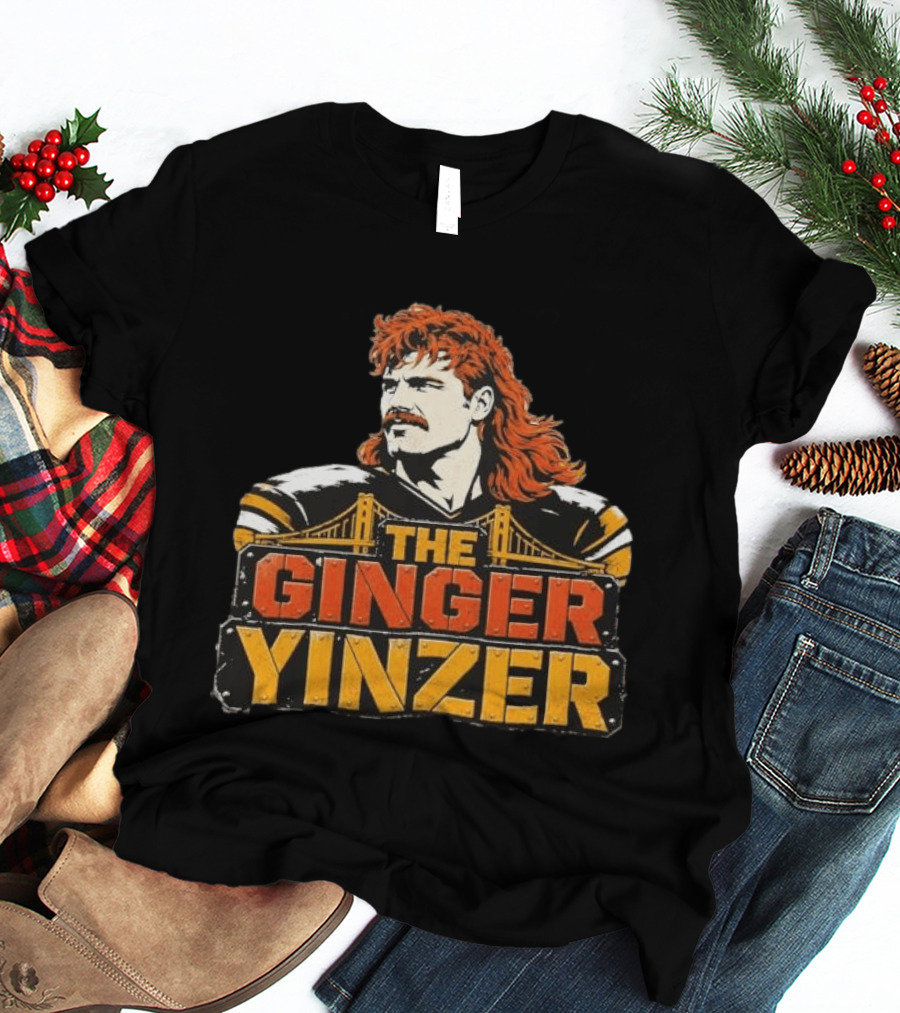The Ginger Yinzer Pittsburgh Steel City Sports Icon With Red Hair And Mustache T-Shirt