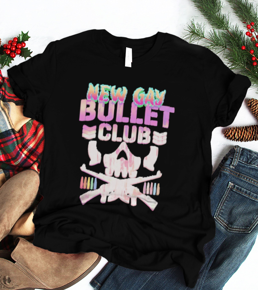 New Gay Bullet Club Skull Rainbow Pride T-Shirt