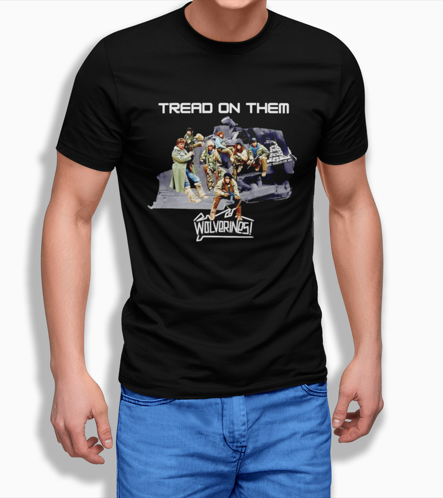 Tread On Them Wolverines Don't Tread On Me Helicopter Scene T-Shirt