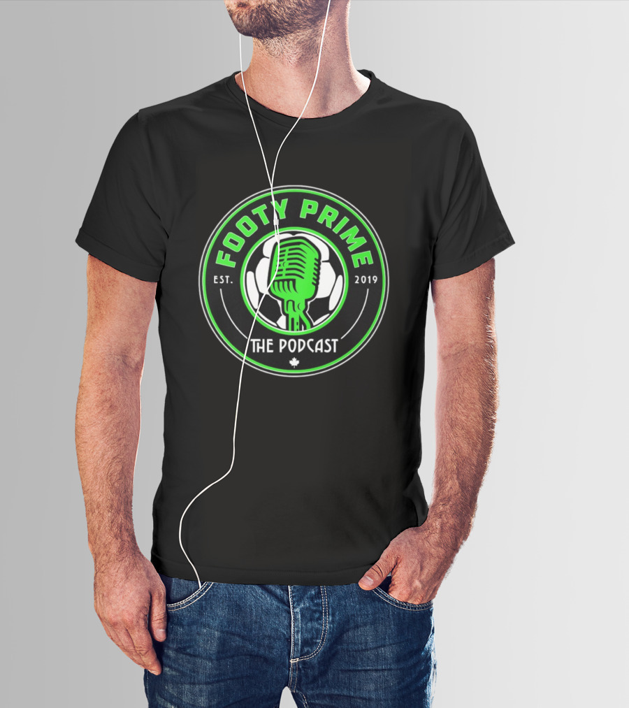 Footy Prime Podcast Est 2019 Soccer Microphone T-Shirt