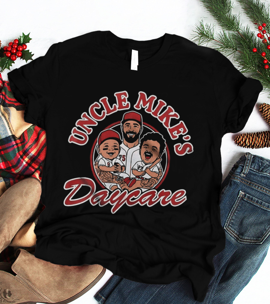 Uncle Mike's Daycare Cincinnati Reds Baseball Player And Kids T-Shirt
