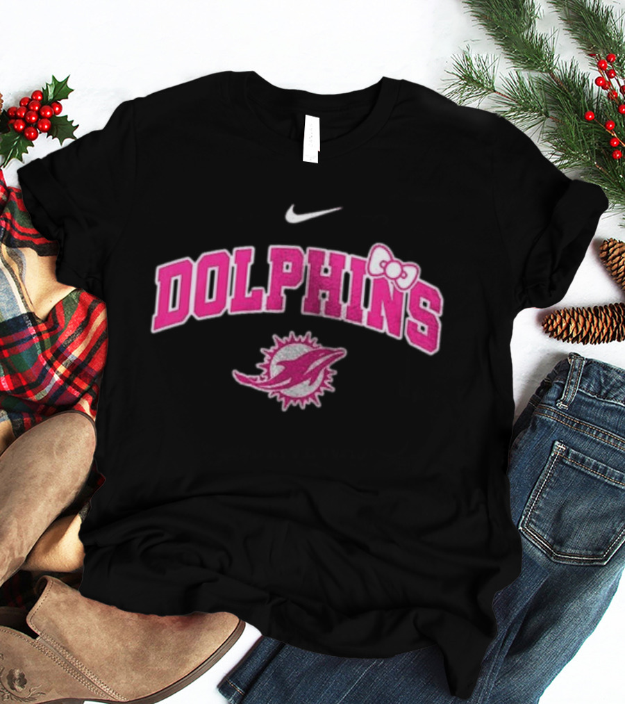 Miami Dolphins X Hello Kitty Her Fight Is Our Fight Pink Out T-Shirt