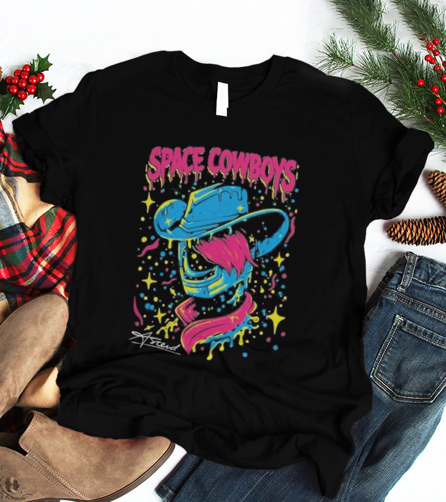 Space Cowboys Neon Drip Art By Sugar Land T-Shirt