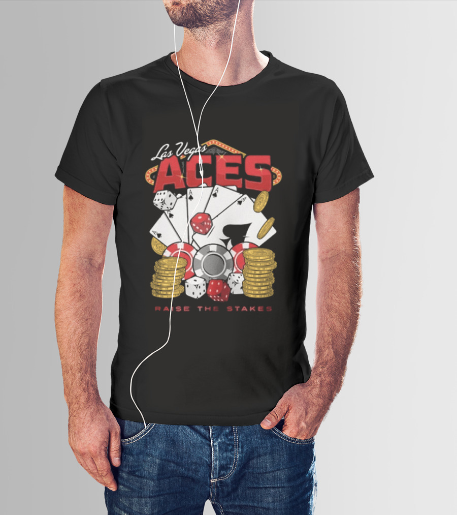 Las Vegas Aces Raise The Stakes Five Of A Kind Poker T-Shirt