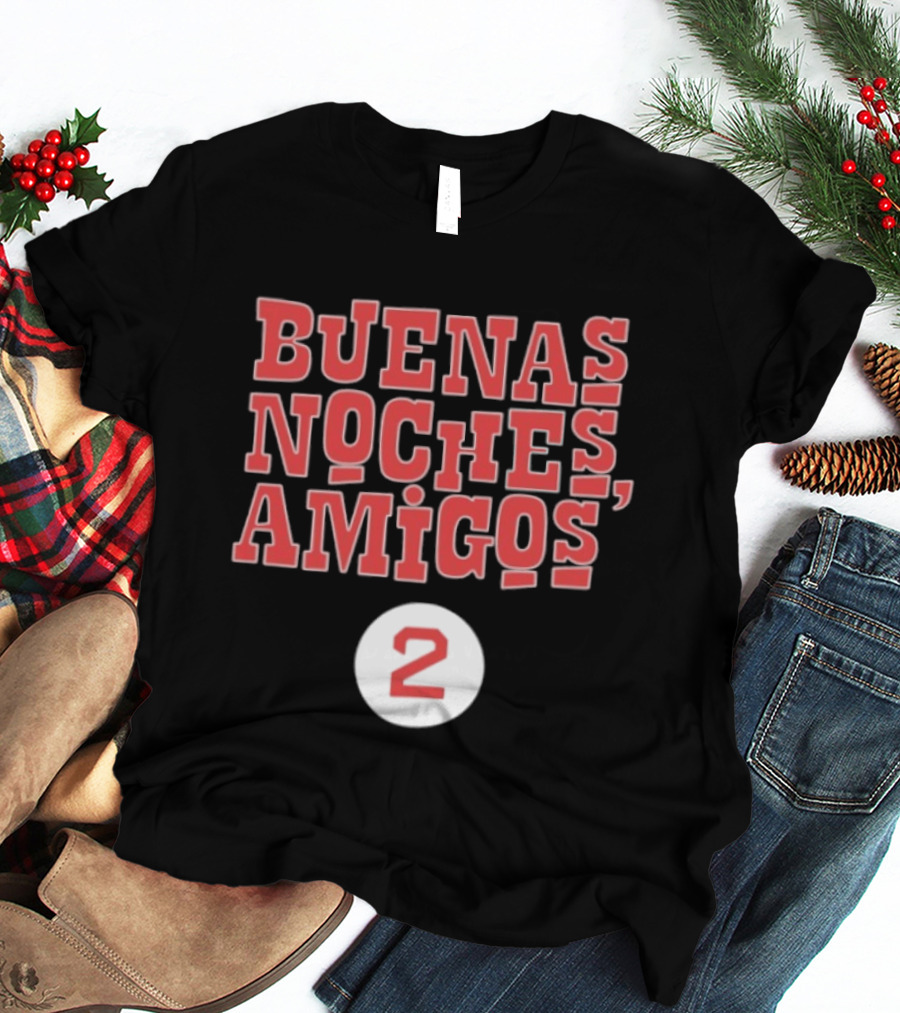 Buenas Noches Amigos Boston Red Sox Number 2 T-Shirt