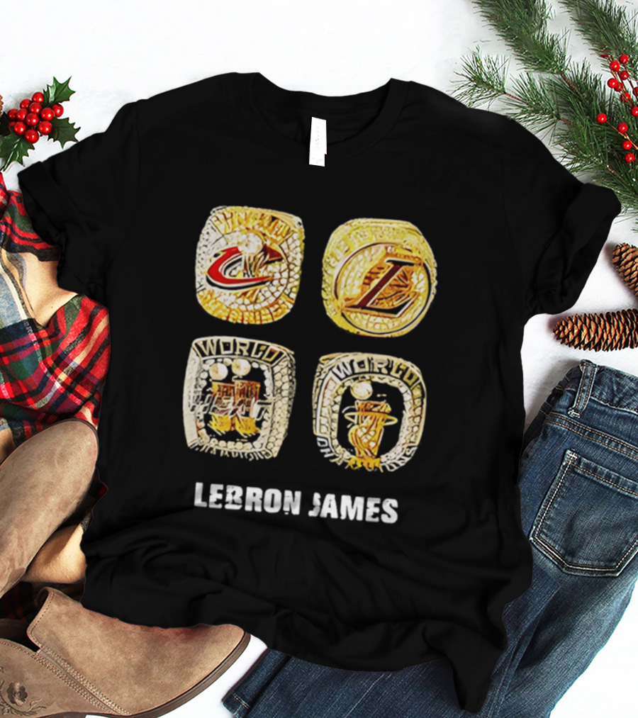 Lebron James World Rings Cleveland Los Angeles 2026 T-Shirt