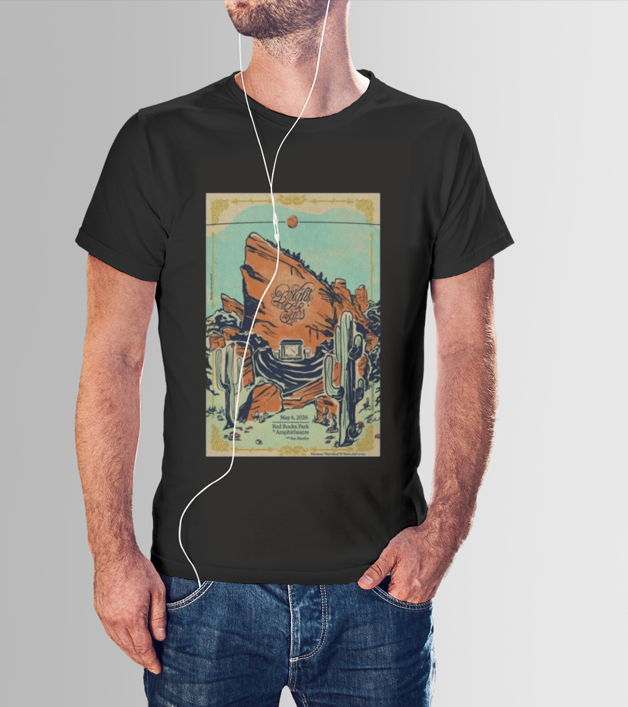 May 6 2026 Bright Eyes Red Rocks Park Amphitheatre Desert Scene T-Shirt