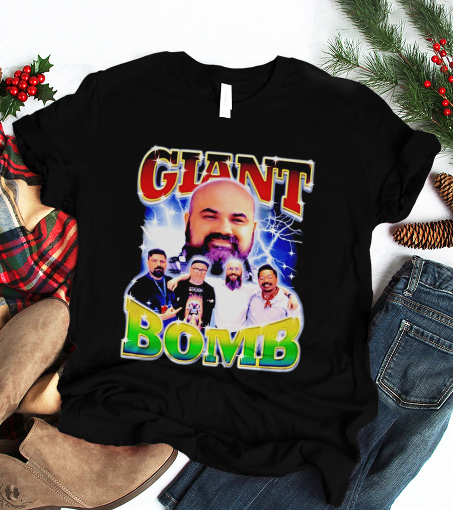 Giant Bomb Crew With Lightning Background 2026 T-Shirt