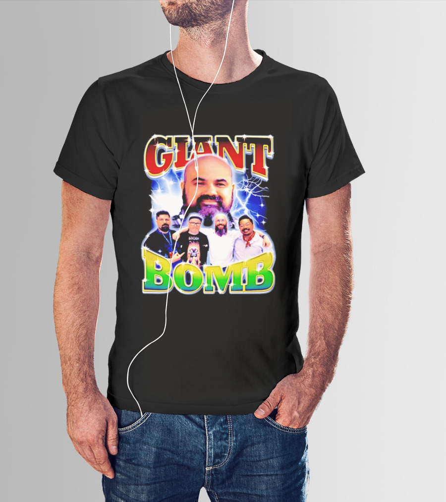 Giant Bomb Crew With Lightning Background 2026 T-Shirt