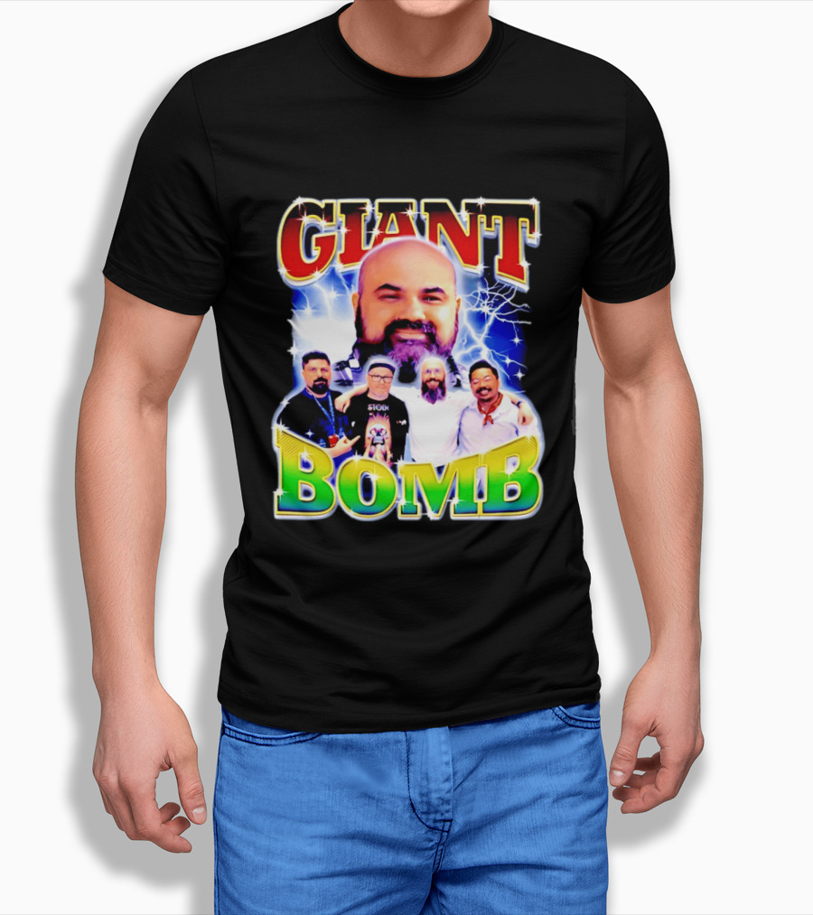 Giant Bomb Crew With Lightning Background 2026 T-Shirt