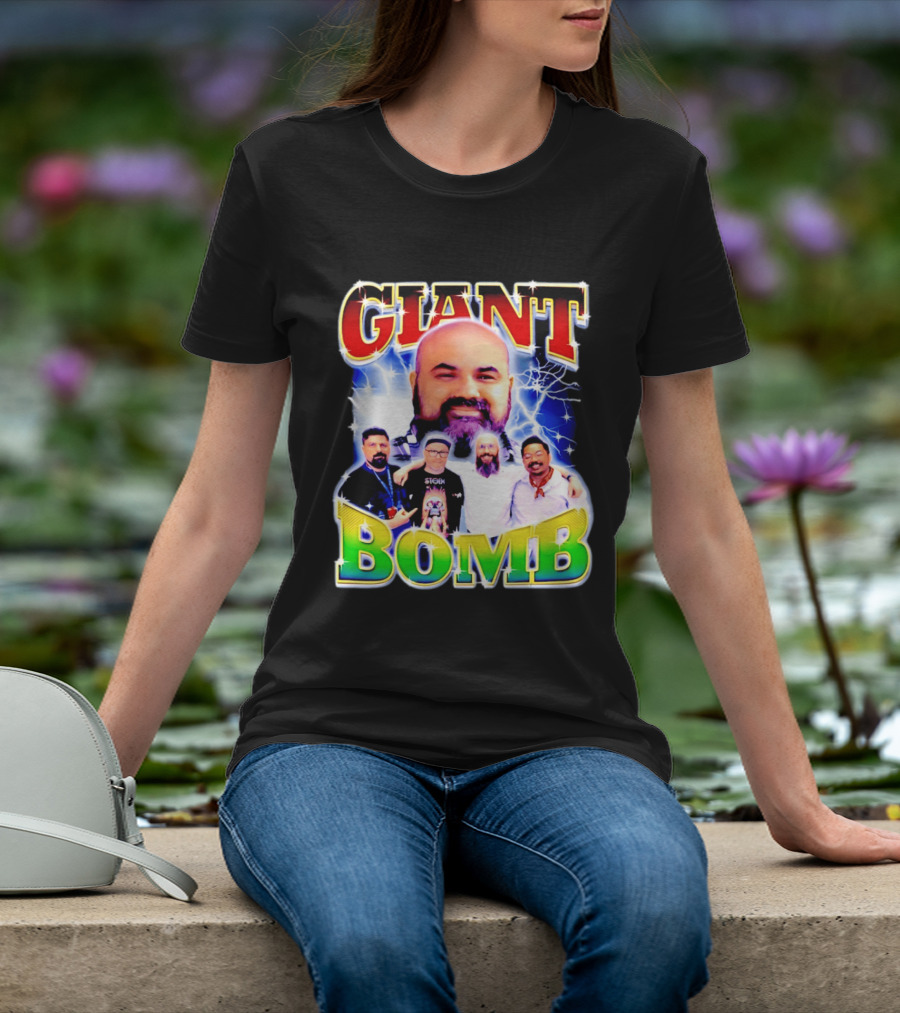 Giant Bomb Crew With Lightning Background 2026 T-Shirt