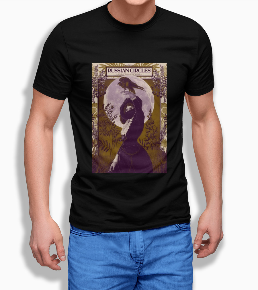 Russian Circles Live At Dunk!Fest 2026 Zottegem Belgium Moonlit Woman And Bird T-Shirt