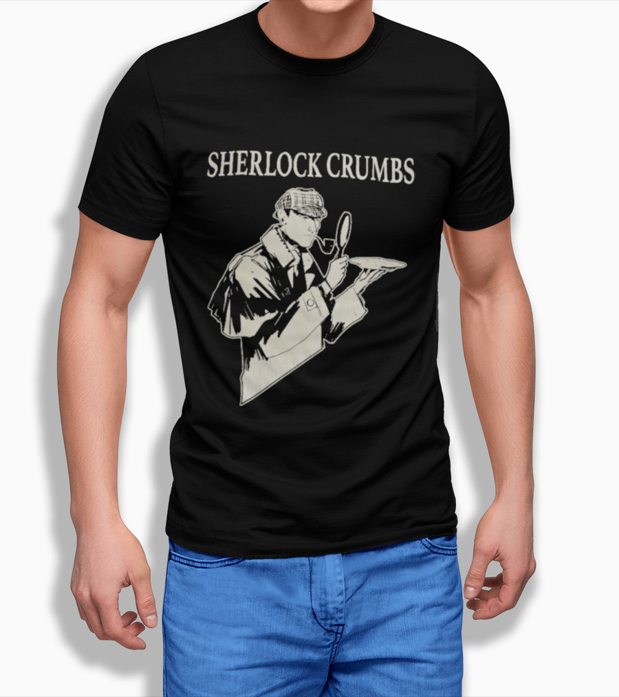 Sherlock Crumbs Detective Magnifying Glass Pipe T-Shirt