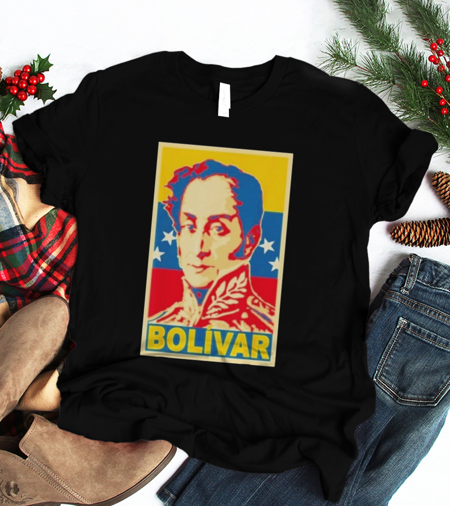 Bolivar Portrait Venezuelan Flag Colors Stars T-Shirt