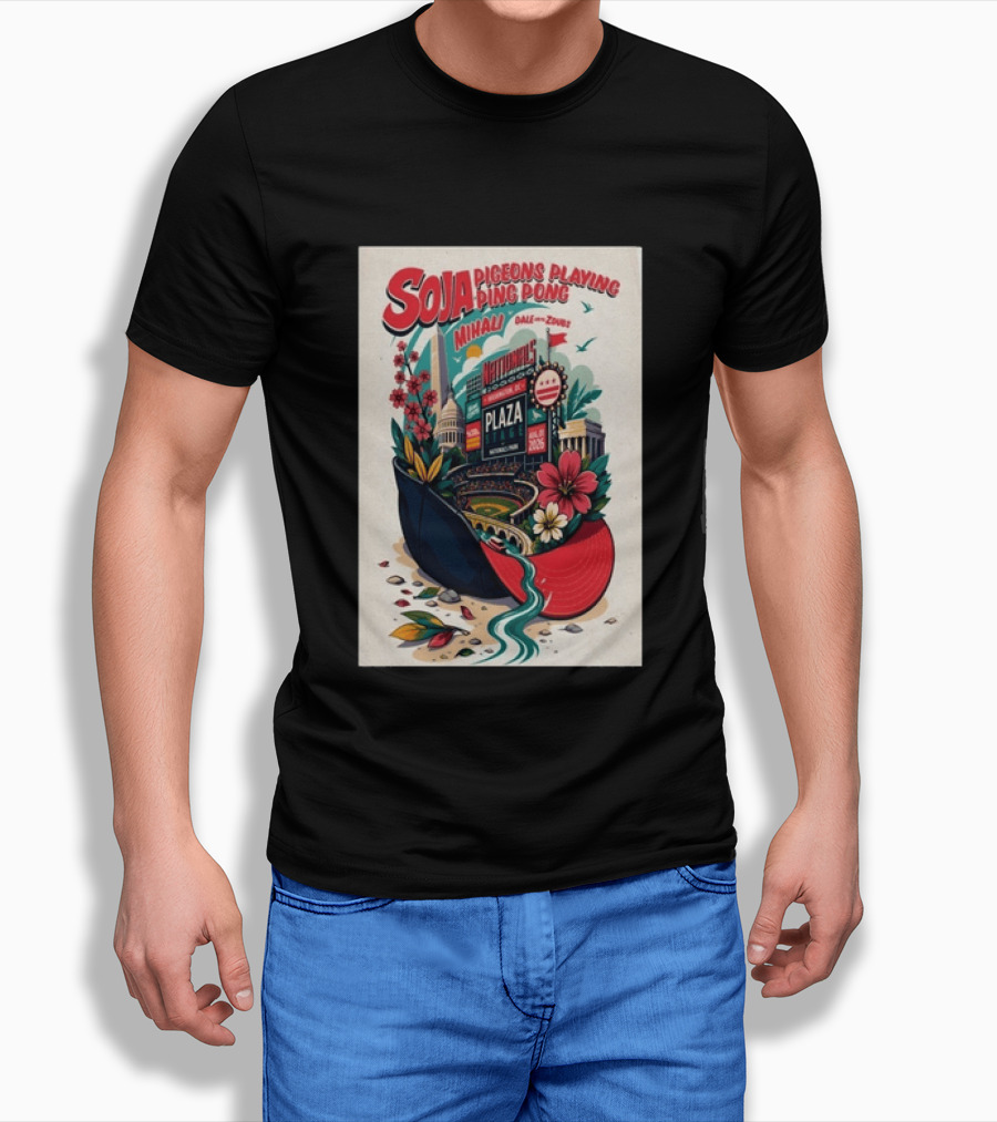 SOJA Pigeons Playing Ping Pong Nationals Park Plaza Stage Washington DC August 1 2026 T-Shirt