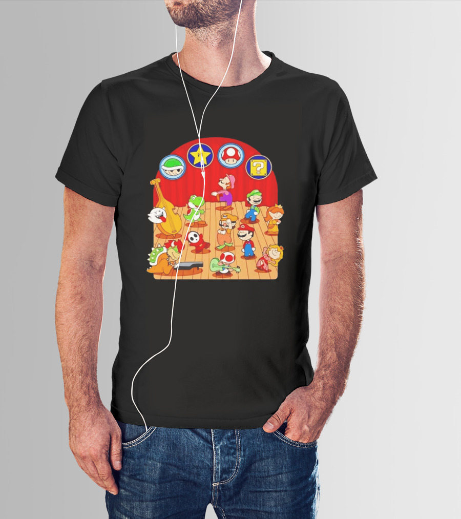 Super Mario Bros Peanuts Characters Dancing Plumber Game Mashup T-Shirt