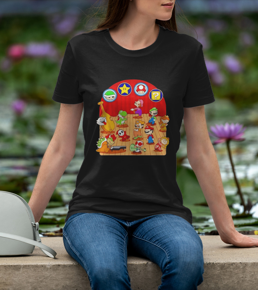 Super Mario Bros Peanuts Characters Dancing Plumber Game Mashup T-Shirt