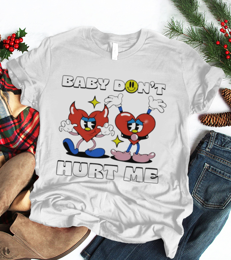 Baby Don't Hurt Me Heart Characters With Smile Emoji T-Shirt