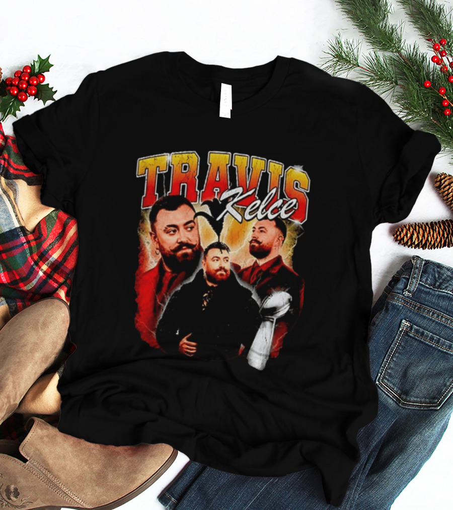 Travis Kelce Football 2026 With Trophy And Bold Portraits T-Shirt
