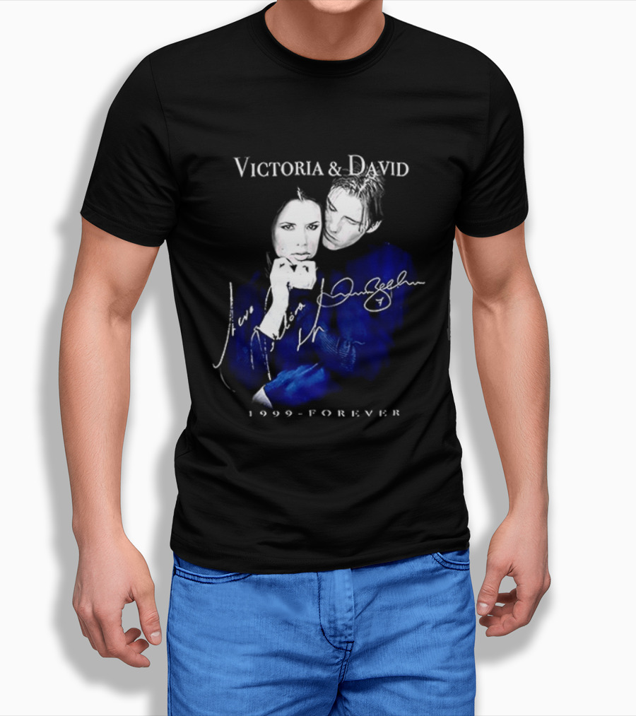 Victoria And David Beckham 1999 Forever Signatures T-Shirt