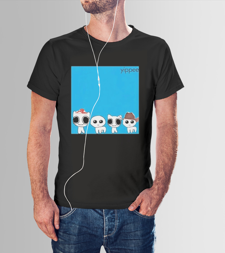 Yippee Blue Album Cringey Cartoon Characters With Cowboy And Chef Hats T-Shirt