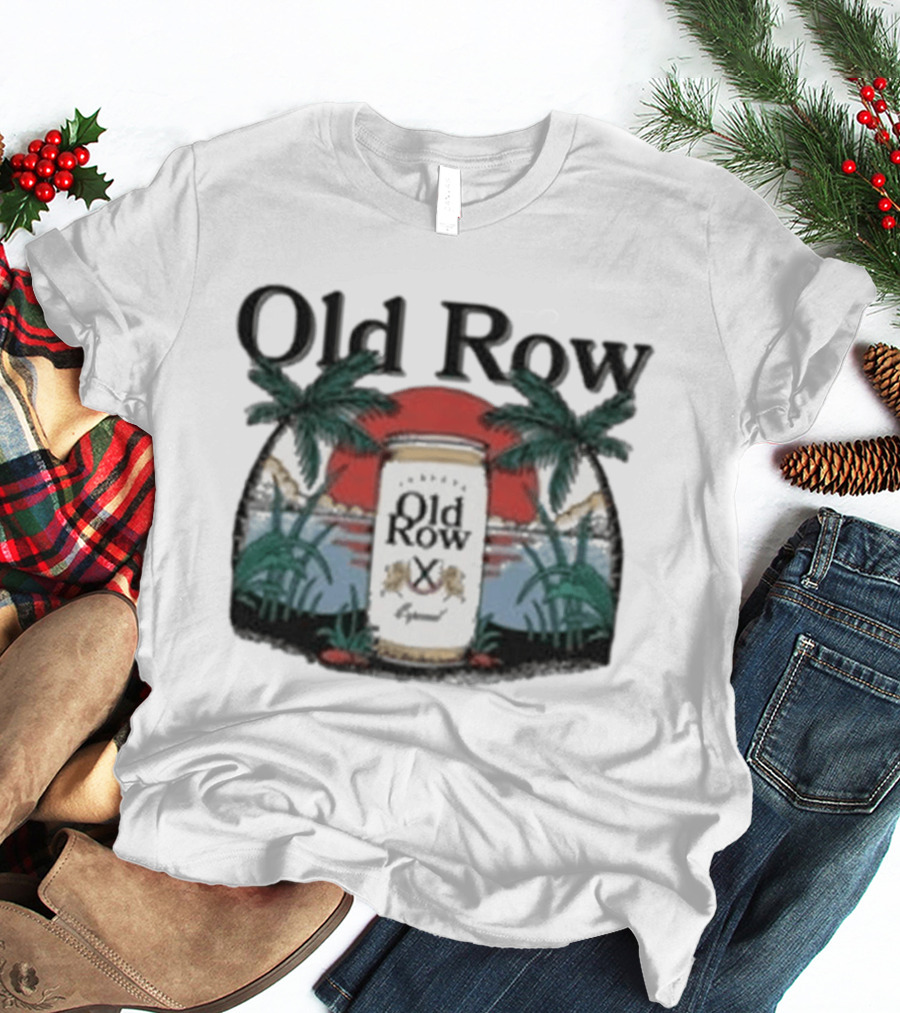 Old Row Cerveza Palm Sunset Beach Scene T-Shirt