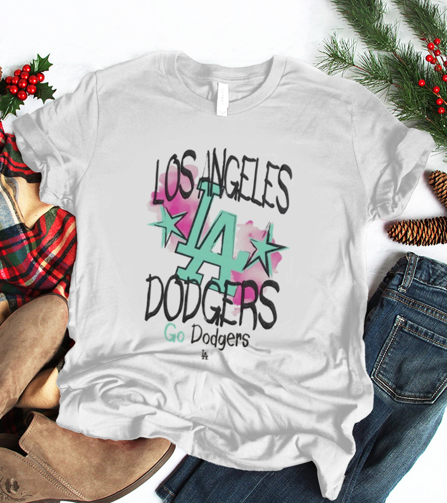 Los Angeles Dodgers LA Watercolor Stars Go Dodgers T-Shirt
