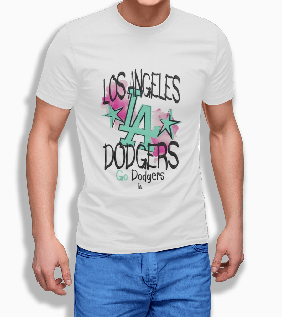 Los Angeles Dodgers LA Watercolor Stars Go Dodgers T-Shirt