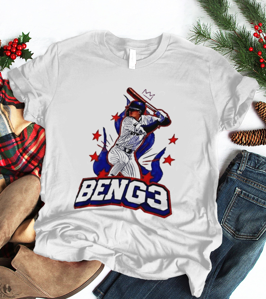 BENG3 Baseball Player Pinstripe Jersey Crown Stars T-Shirt