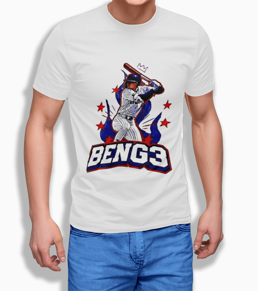 BENG3 Baseball Player Pinstripe Jersey Crown Stars T-Shirt