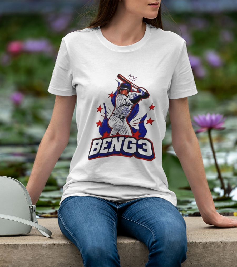 BENG3 Baseball Player Pinstripe Jersey Crown Stars T-Shirt