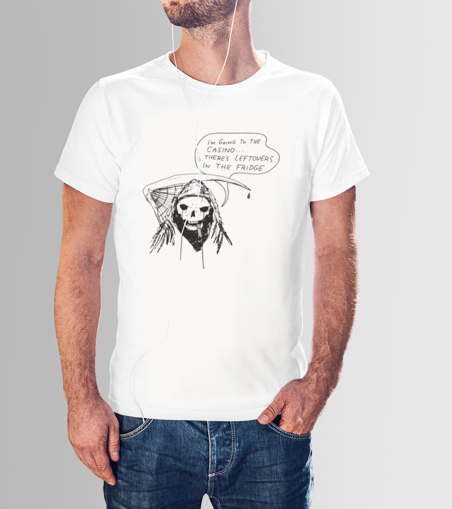 Skeleton Smoking Going To The Casino Leftovers In The Fridge T-Shirt