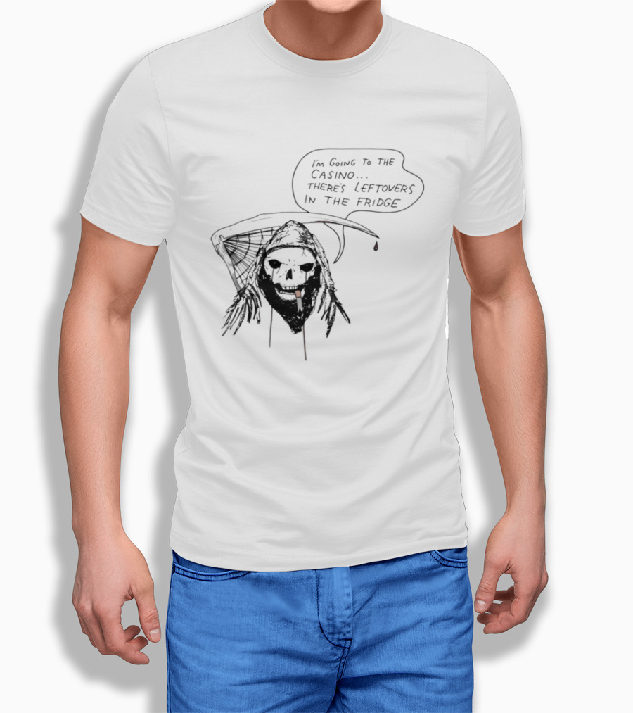 Skeleton Smoking Going To The Casino Leftovers In The Fridge T-Shirt