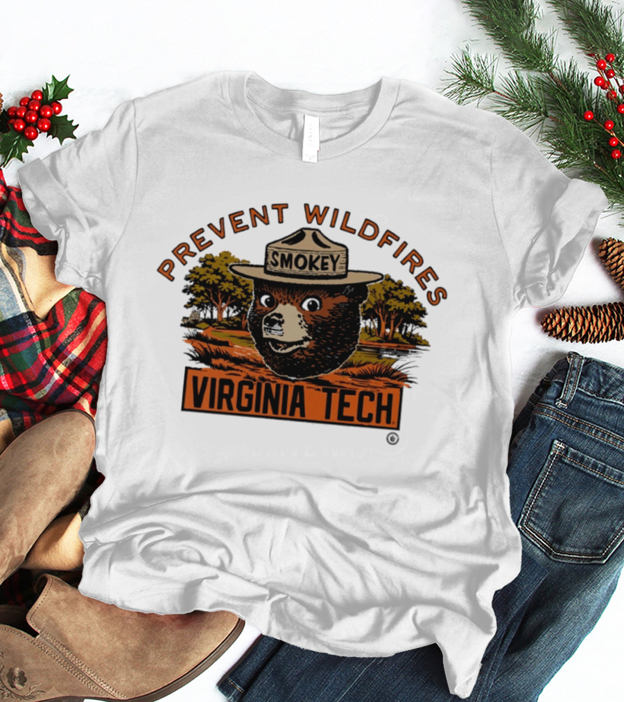Smokey Bear Virginia Tech Prevent Wildfires Collaboration T-Shirt