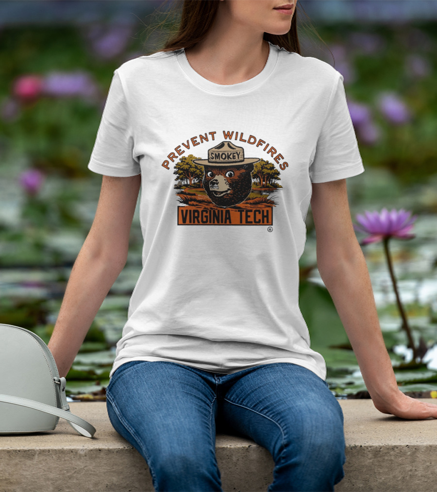Smokey Bear Virginia Tech Prevent Wildfires Collaboration T-Shirt