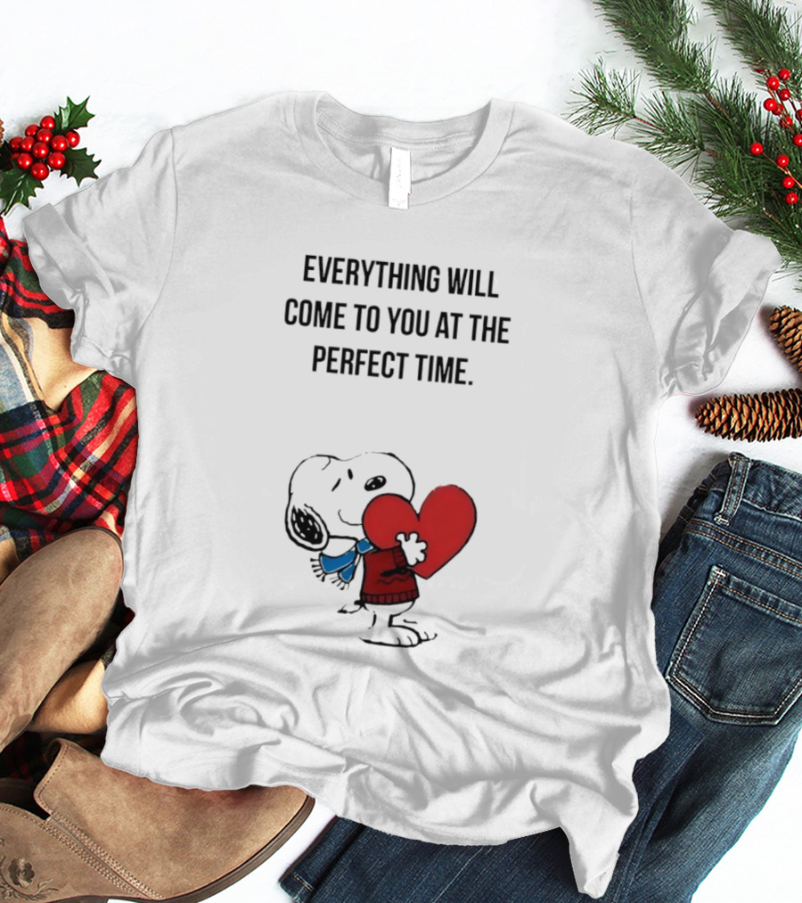 Snoopy Peanuts Everything Will Come To You At The Perfect Time Red Heart T-Shirt