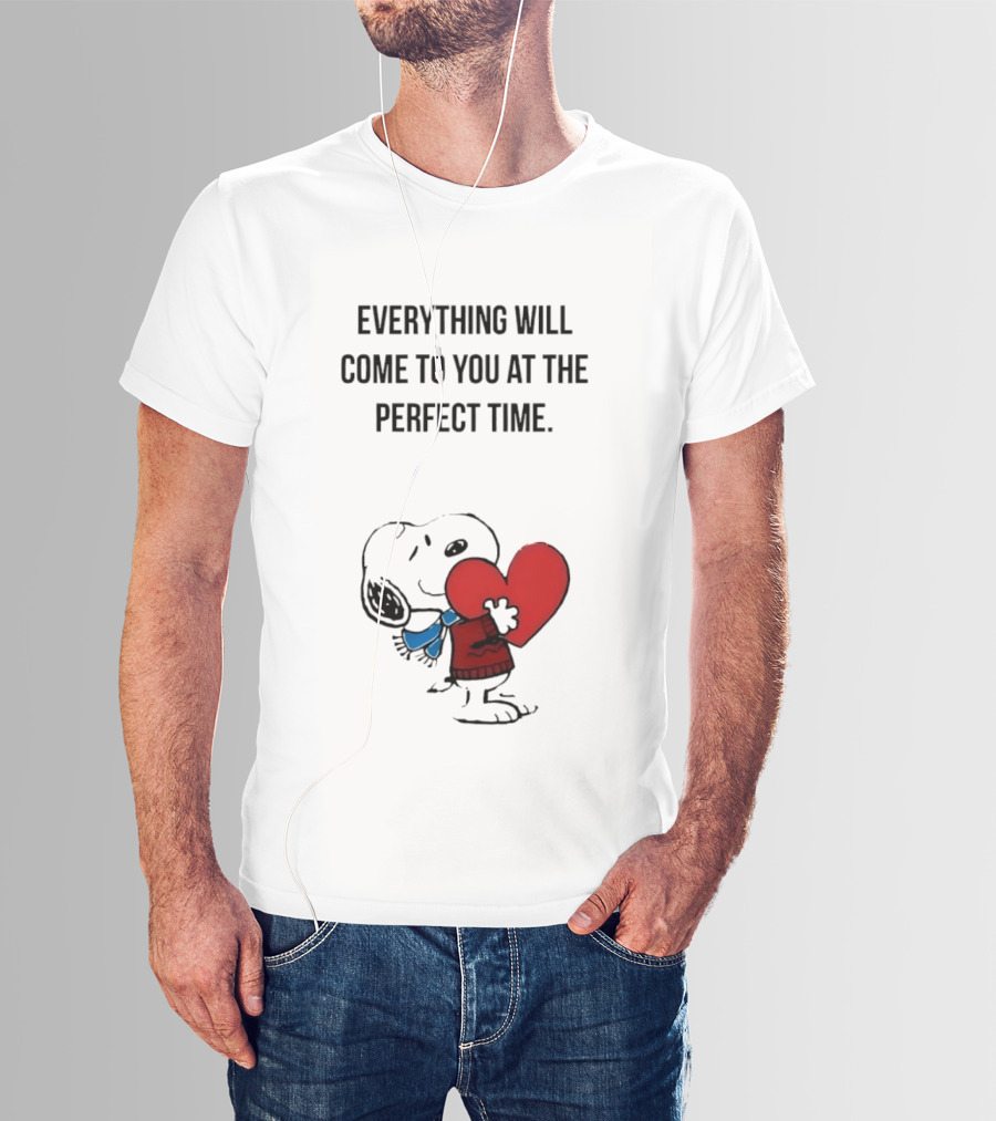 Snoopy Peanuts Everything Will Come To You At The Perfect Time Red Heart T-Shirt
