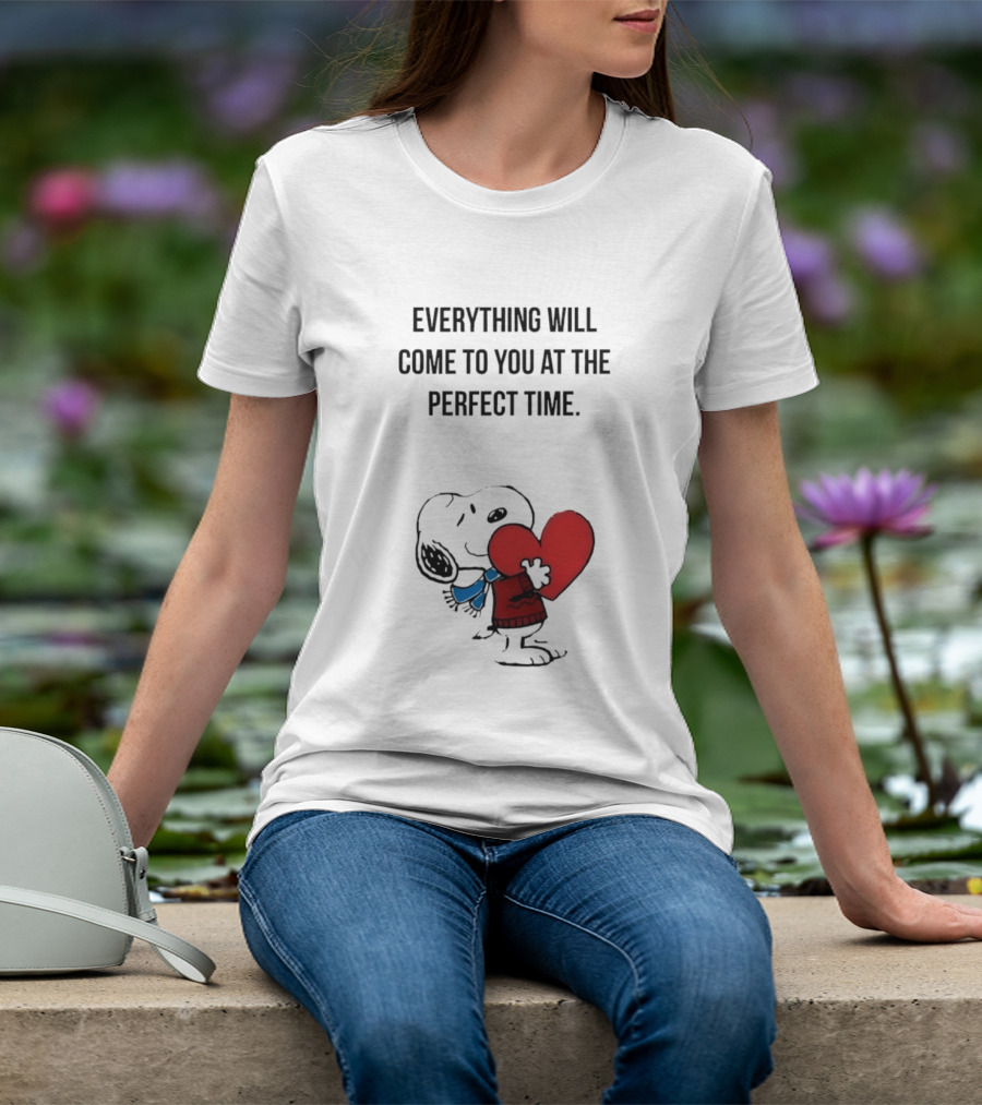 Snoopy Peanuts Everything Will Come To You At The Perfect Time Red Heart T-Shirt