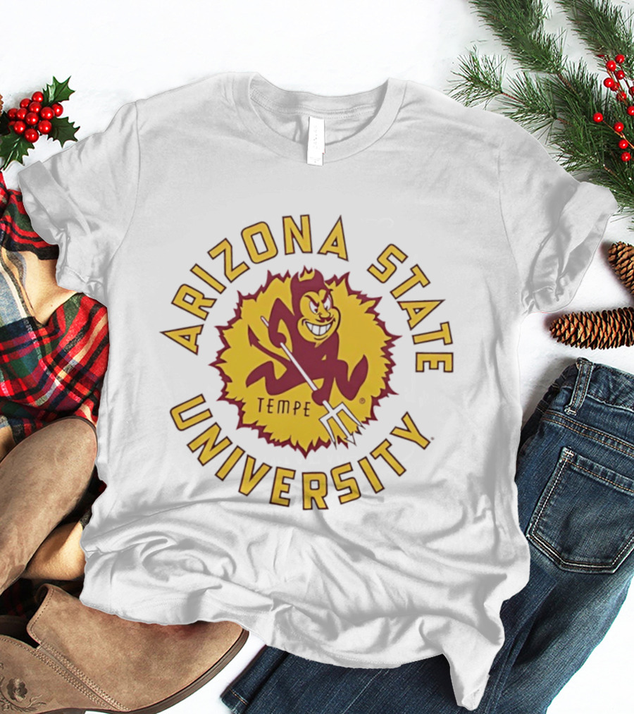 Arizona State University Sunburst Tempe Sparky Pitchfork T-Shirt