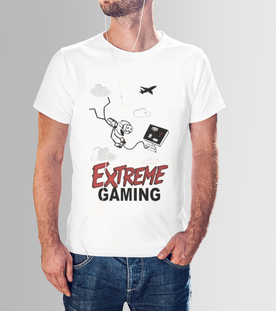 Boys Extreme Gaming Adventure Controller Clouds Plane T-Shirt