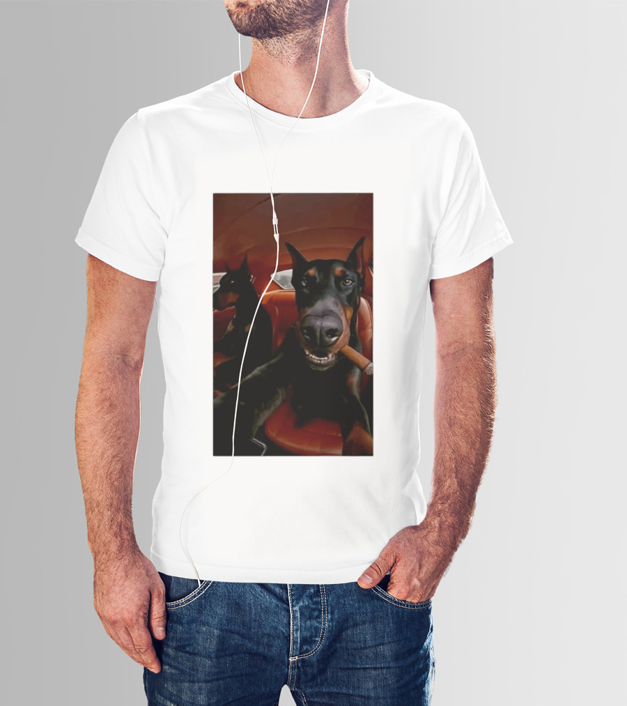 Doberman Smoking Cigar In Car Selfie T-Shirt