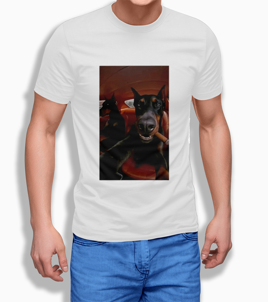 Doberman Smoking Cigar In Car Selfie T-Shirt