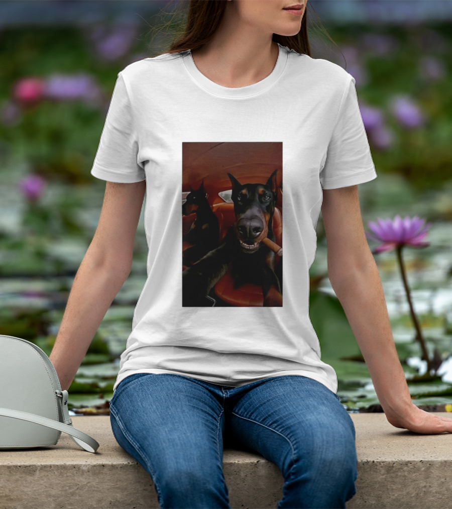 Doberman Smoking Cigar In Car Selfie T-Shirt