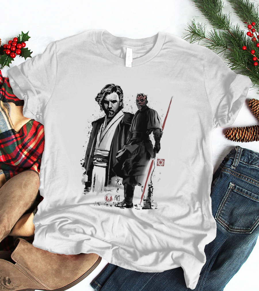 Fueled By Hatred And Revenge Obi Wan Kenobi Darth Maul Japanese Sumi E T-Shirt
