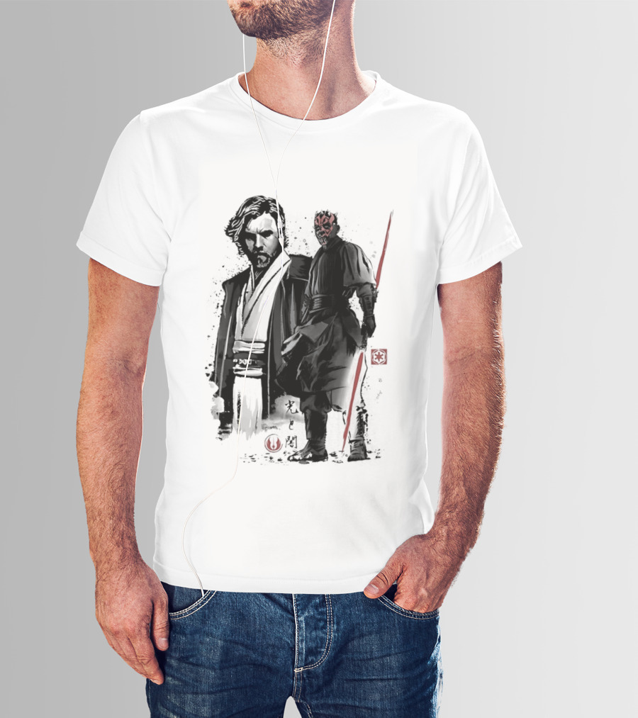 Fueled By Hatred And Revenge Obi Wan Kenobi Darth Maul Japanese Sumi E T-Shirt