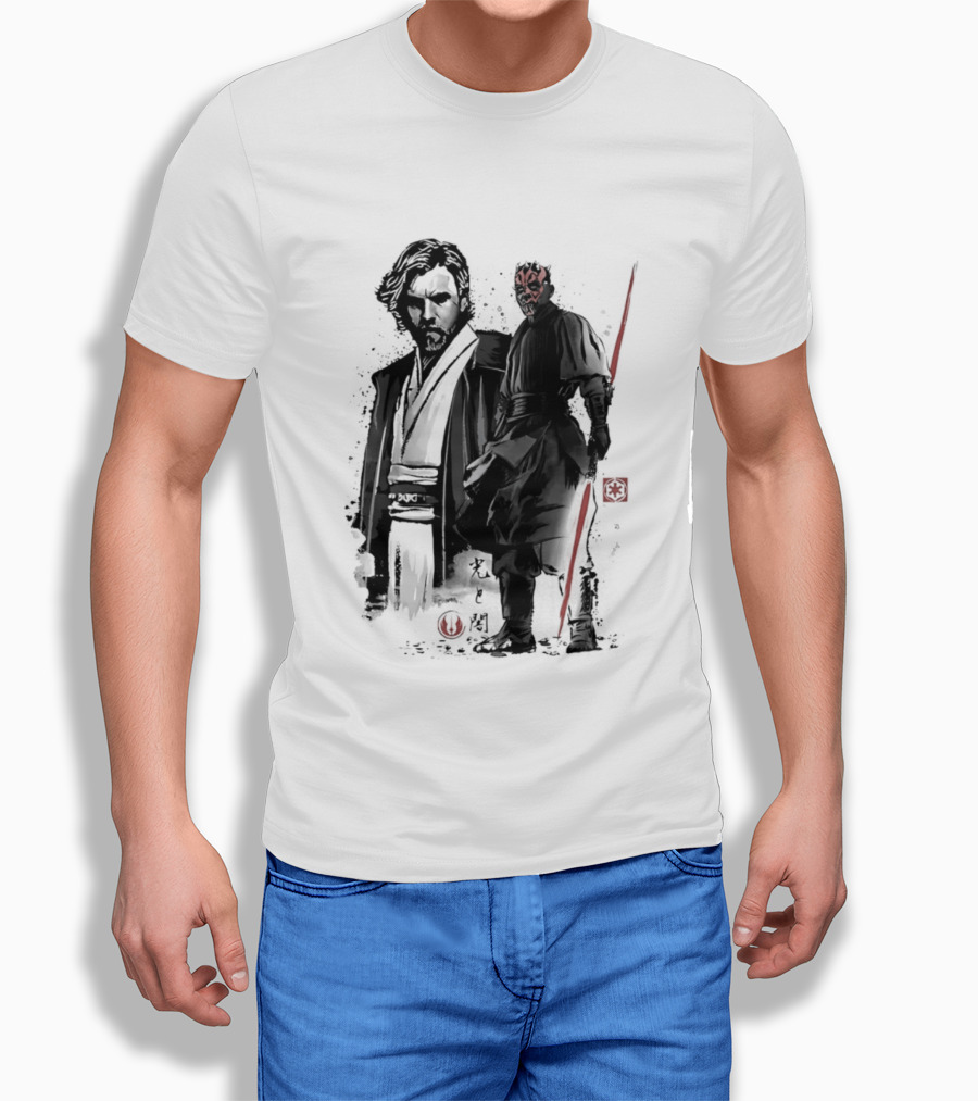 Fueled By Hatred And Revenge Obi Wan Kenobi Darth Maul Japanese Sumi E T-Shirt