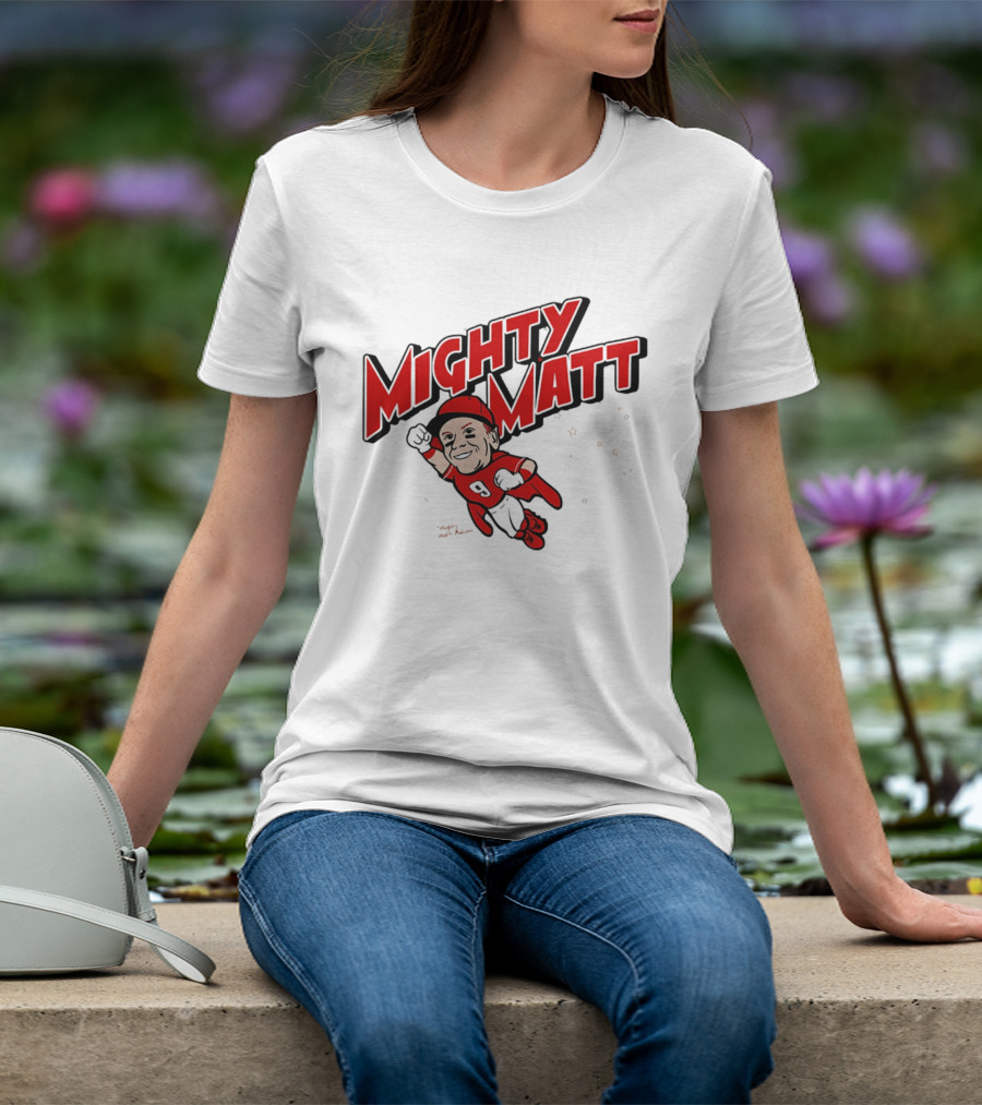 Mighty Matt McLain Cincinnati Reds Cartoon Superman T-Shirt