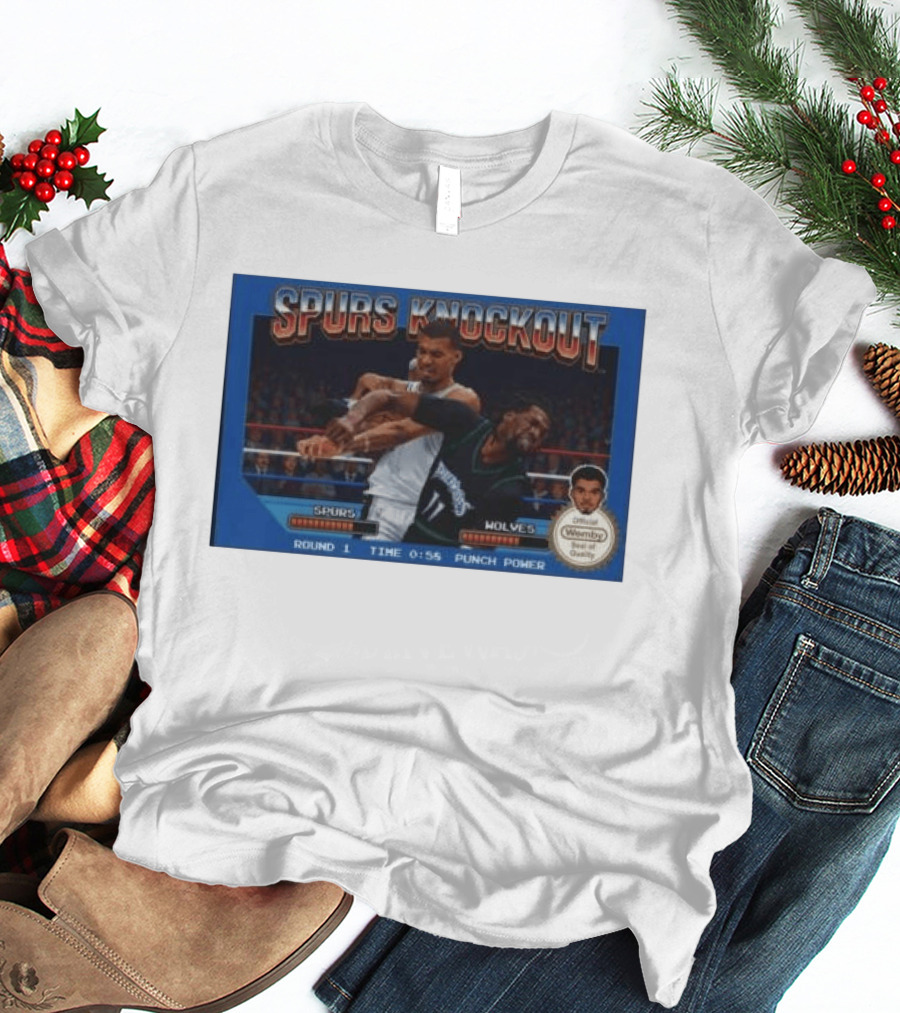 Original Spurs Knockout Official Wemby Spurs Vs Wolves Round 1 Time Punch Power T-Shirt